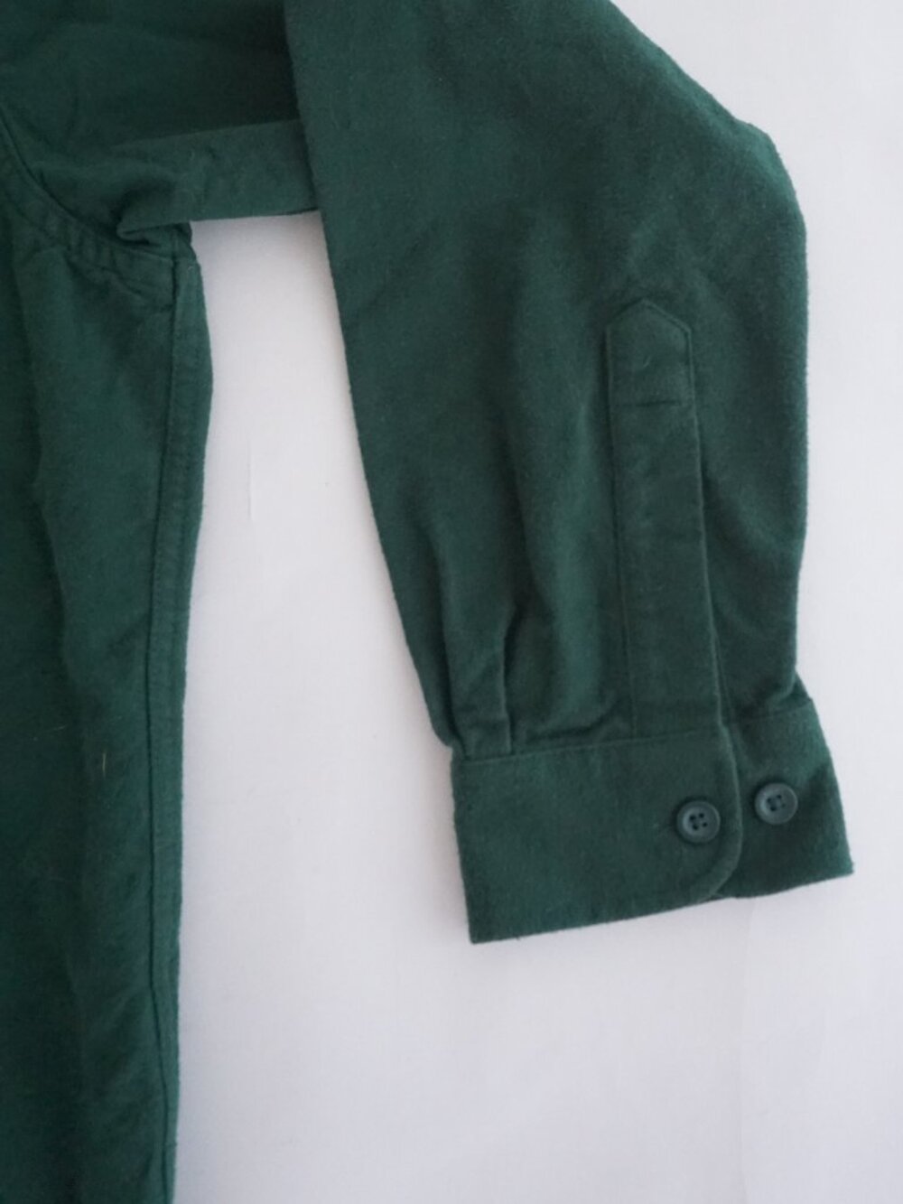 Vintage LL Bean Green Solid Button Front Flannel Shirt Traditional Workwear L - Picture 4 of 11